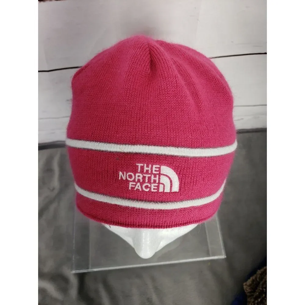 The North Face Girls Youth Junior Medium Pink‎ Logo Beanie Hat